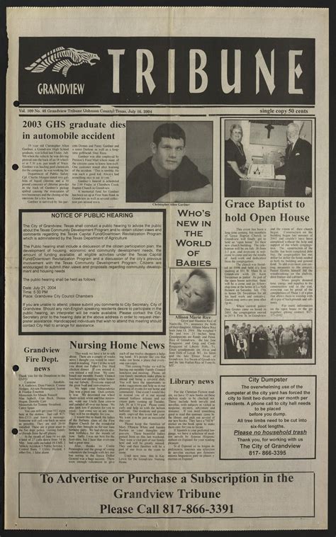 Grandview Tribune (Grandview, Tex.), Vol. 109, No. 48, Ed. 1 Friday