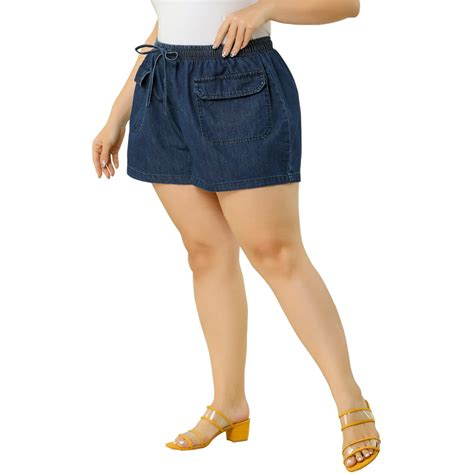 Unique Bargains Womens Plus Size Drawstring Elastic Waist Pockets