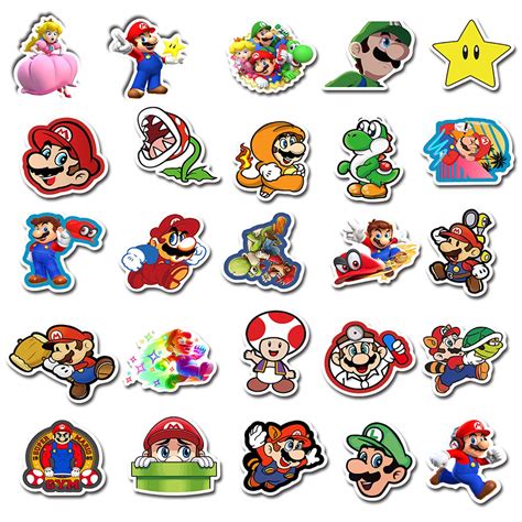 PCS Super Mario Bros Stickers Mario Vinyl Waterproof Stickers Cute Cartoon Stickers For