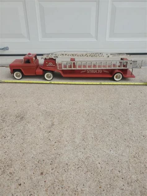 Vintage Structo Fire Ladder Truck With Ladders And Motorized Sound 1960s