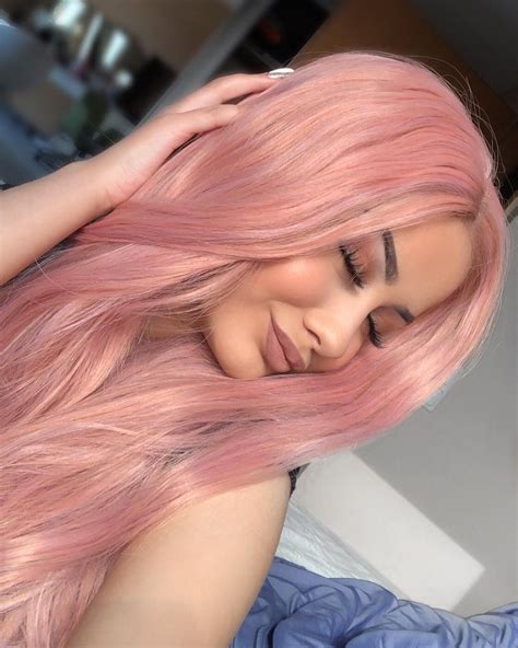 long campsis grandiflora peach pink synthetic lace front wig pink hair dye lace front wigs