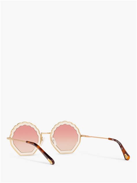 chloé ce147s women s rectangular scallop sunglasses brown tortoiseshell gold