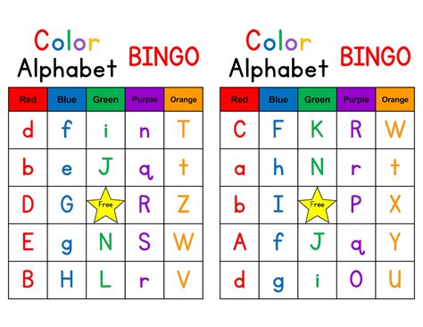 Bingo Cards 200 Cards 2 Per Page Colors And Alphabet Bingo Etsy