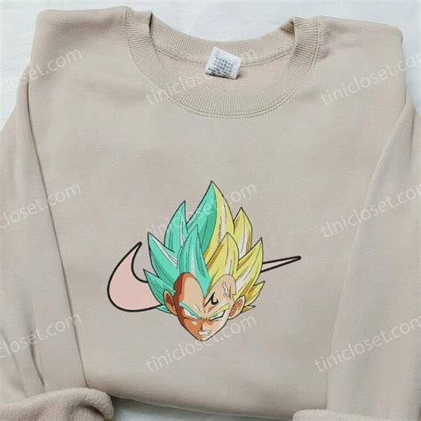 Vegeta Head X Nike Swoosh Anime Embroidered Hoodie Dragon Ball Embroidered Shirt Nike Inspired