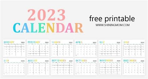 2023 Calendar Printable List Best Free Calendars For You