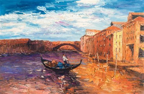 Italian Venice Oil Painting Gondola Palette Knife Painting Etsy