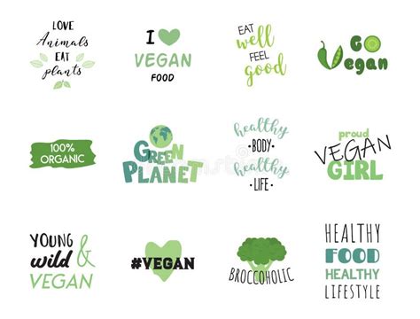 Vegan Organic Healthy Food And Quotes Vector Stock Vector