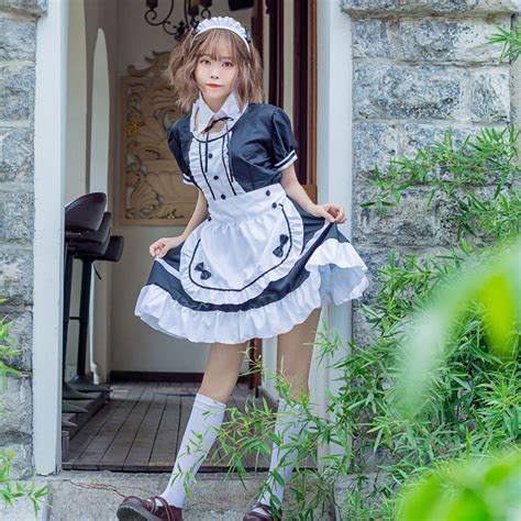 【ready Stock】light Tone Maid Outfit Cosplay Maid Restaurant Black And White Halloween Costume K