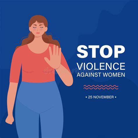 Stop Violence Against Woman Banner Vector Illustration In Flat Style