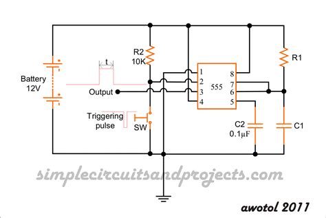 Monostable Multivibrator Circuit Using 555 Timer Simple Circuits And