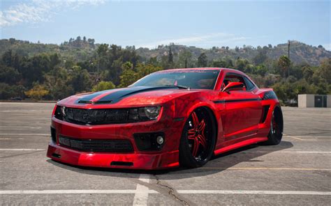 Download Wallpapers Chevrolet Camaro Red Sports Coupe Aerodynamic