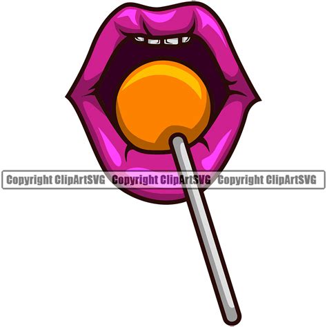 Lips Suck Sucking Lick Licking Candy Lollipop Color Lip Woman Female Girl Lady Design Element