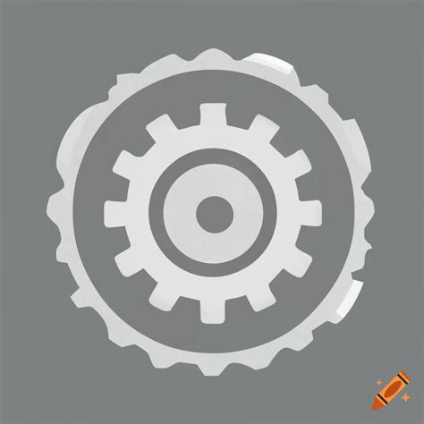 Settings Logo With A Gear On A Grey Background