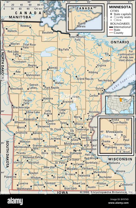 Political Map Of Minnesota Stock Photo Alamy