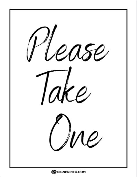 Download Please Take One Sign Printable Pdf