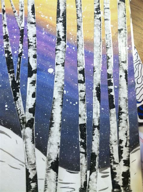 Watercolor Birch Trees Winter Art Lesson Elementary Art Projects