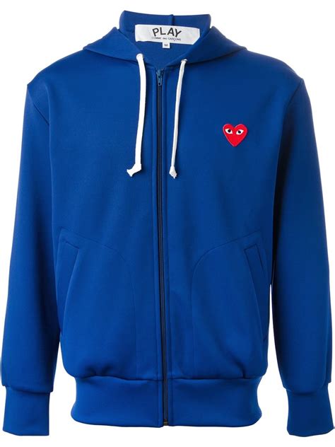 Play Comme Des Garçons Comme Des Garçons Play Embroidred Heart Hoodie In Blue For Men Lyst
