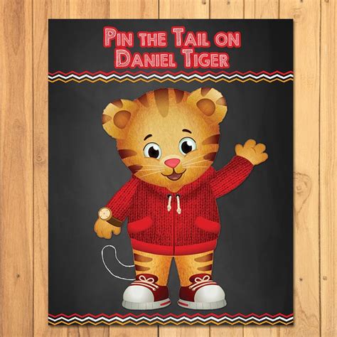 pin the tail on daniel tiger chalkboard party game daniel etsy tiger birthday party daniel