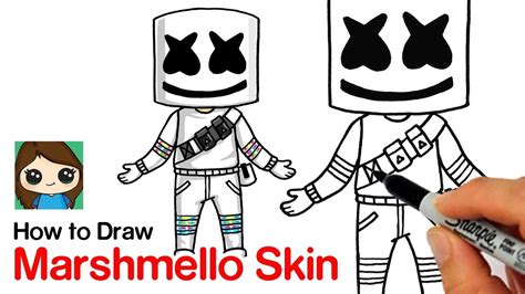 How To Draw Marshmello Fortnite Skin Youtube