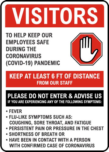 Visitors Infection Control Sign Save 10 Instantly