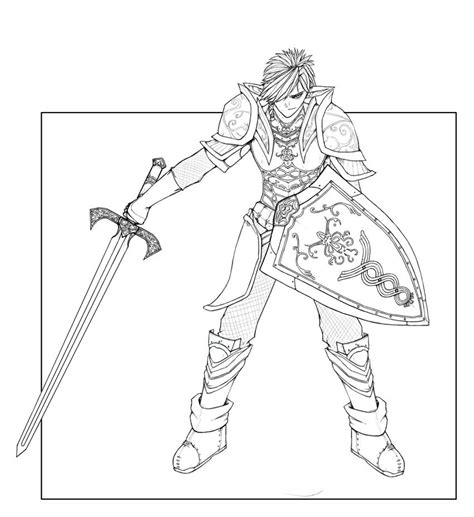 Elf Warrior Coloring Page Sketch Coloring Page