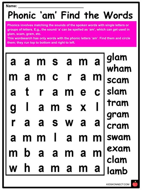 Phonics Am Sounds Worksheets And Activities For Kids