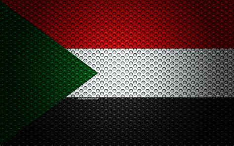 download wallpapers flag of sudan 4k creative art metal mesh texture sudan flag national