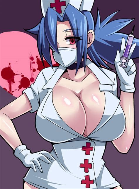 Rule 34 1girls Blue Hair Breasts Choker Cleavage Gloves Hair Over One