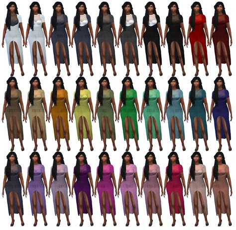 Lynxsimzs High Low Cut Dress Recolors In Solid Maxis Match Onyx Sims