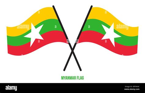 Myanmar Flag Waving Vector Illustration On White Background Myanmar