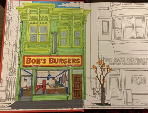 got the cookbook for my bf s birthday and colored the inside cover r bobsburgers