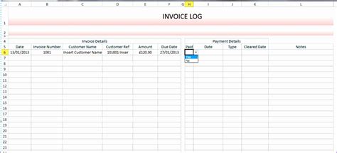 Invoice Log Template