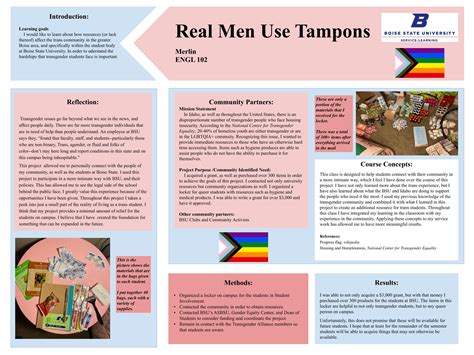 Engl 102 Real Men Use Tampons Service Learning