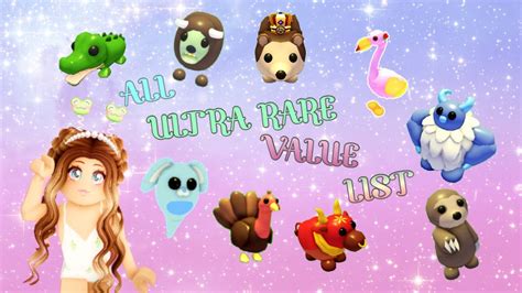 All Ultra Rare Pets Value List 2021adopt Me Roblox Youtube