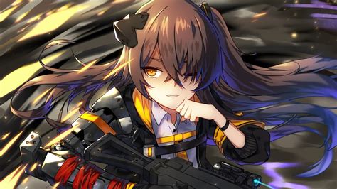 This hd wallpaper is about kanzaki sayaka, carbine, innocent bullet, anime girls, girls with guns, original wallpaper dimensions is 1920x1080px, . Anime, Girls Frontline, UMP45, Gun, 4K, #6.1101 Wallpaper