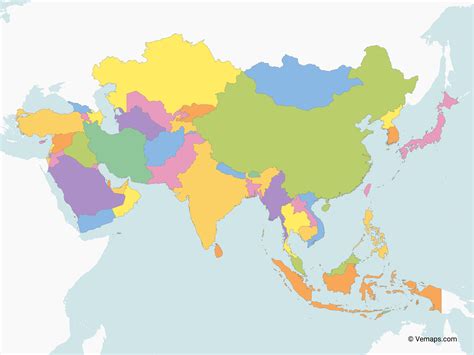 Map Of Asia With Multicolor Countries Free Vector Maps Asia Map Sexiz Pix