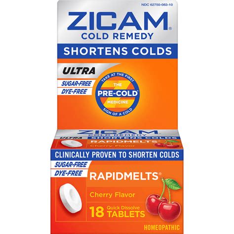 Zicam Zinc Cold Remedy Ultra Rapidmelts Quick Dissolve Tablets Cherry Flavor 18ct Cough Cold