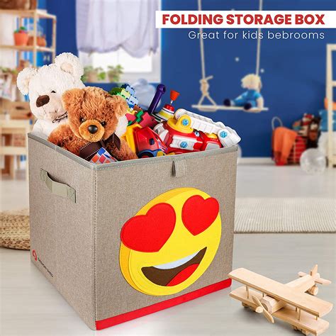 Toy Storage Kids Toy Box Unit With Emoji Design Childrens Cube