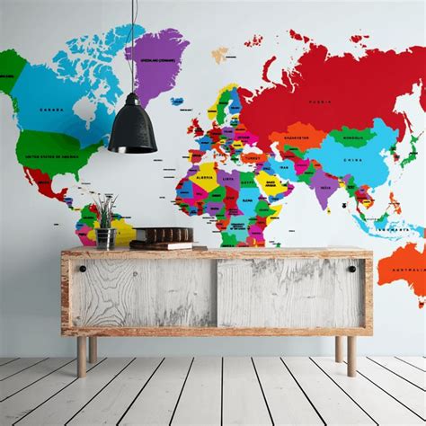 Mapamundi Mural Del Mundo Mapa Varilla 18x125 Plastificado Mercado