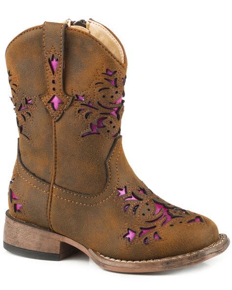 Roper Toddler Girls Lola Brown Metallic Underlay Cowgirl Boots