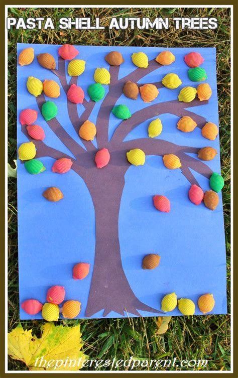 Fun preschool learning ideas and preschool activities to make learning fun. Pasta Shell Autumn Crafts - The Pinterested Parent