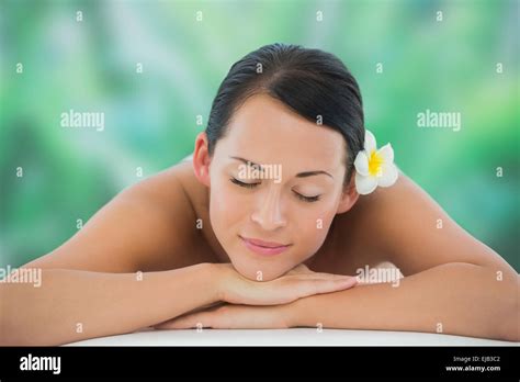Beautiful Brunette Relaxing On Massage Table Stock Photo Alamy