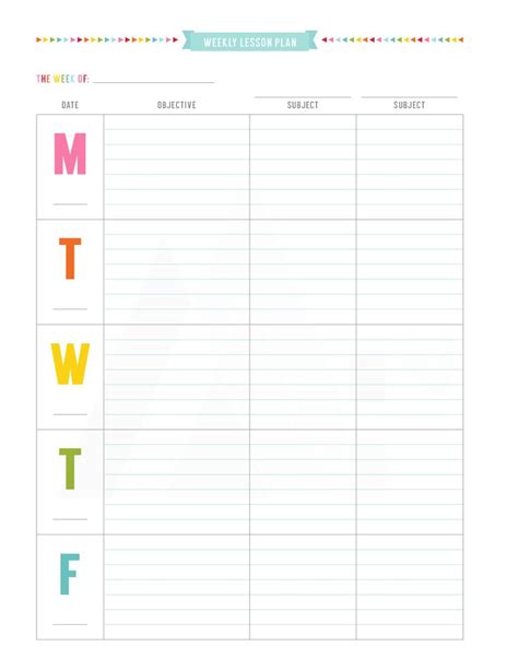 Printable Teacher Weekly Planner Template Printable Templates