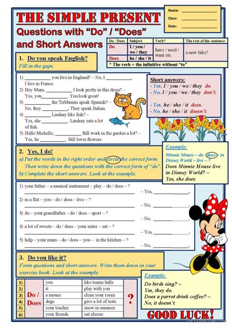 The Simple Present Questions With English Esl Worksheets Pdf And Doc