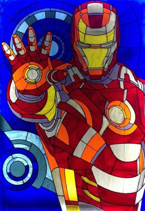 Iron Man Stained Glass Movie Wall Art Stained Glass Art Stained