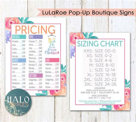 Lularoe Floral Pricing And Size Charts For Pop Up By Halodesignsshop