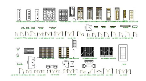 Multiple Single Double And Sliding Door Blocks Cad Drawing Details Dwg