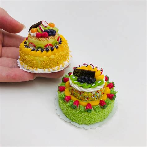 2 Pieces Miniature 2 Layer Fruit Cake For Dollhouse Collection Etsy