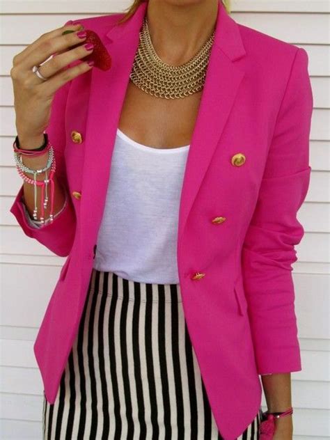 Pin By Trishia C On My Work Closet Fashion Hot Pink Blazers Style