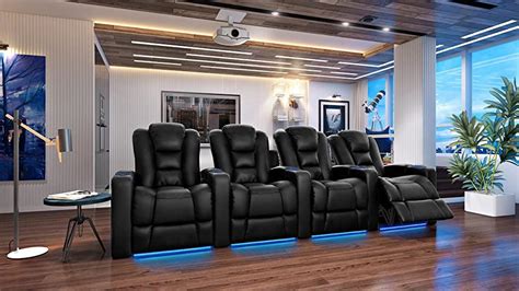 Mastro Leather Power Reclining Home Theater Seating Sofa Baci Living Room